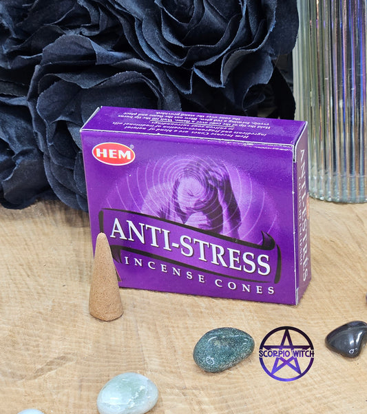 HEM INCENSE CONES - ANTI-STRESS 10 PACK