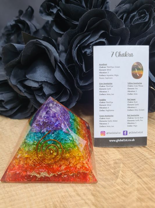 ORGONE REIKI HEALING PYRAMID 5.5CM - 7 CHAKRA