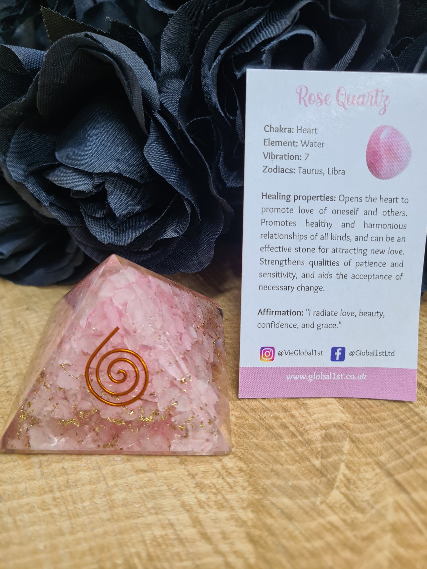 ORGONE REIKI HEALING PYRAMID 5.5CM - ROSE QUARTZ