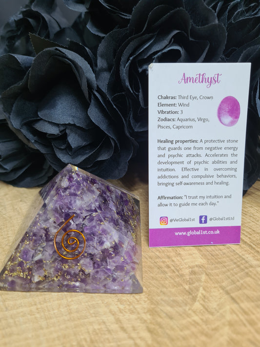 ORGONE REIKI HEALING PYRAMID 5.5CM - AMETHYST