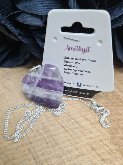 CRYSTAL HEART PENDANT 3CM - AMETHYST