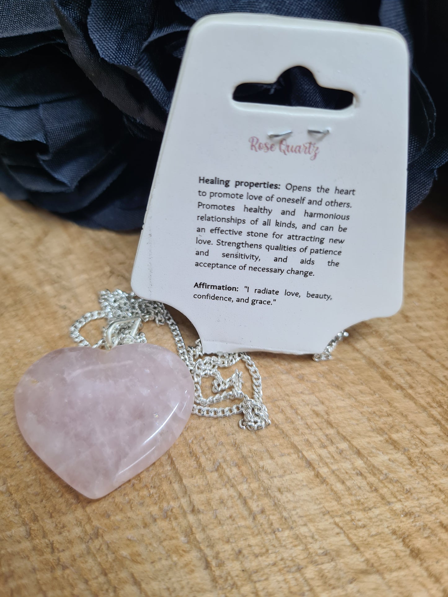 CRYSTAL HEART PENDANT 3CM - ROSE QUARTZ