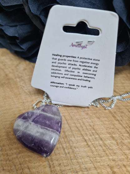 CRYSTAL HEART PENDANT 3CM - AMETHYST