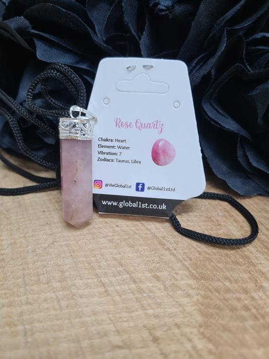 PENCIL PENDANT 25-30MM - ROSE QUARTZ