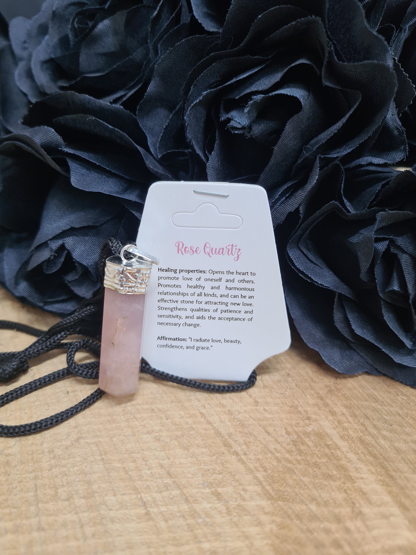 PENCIL PENDANT 25-30MM - ROSE QUARTZ