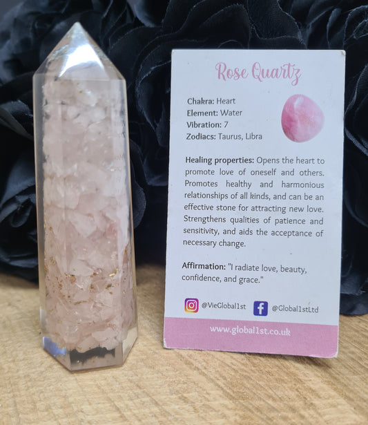 ORGANITE OBELISK TOWER 8CM - ROSE QUARTZ