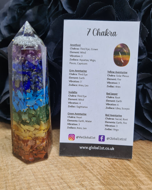 ORGANITE OBELISK TOWER 8CM - 7 CHAKRA