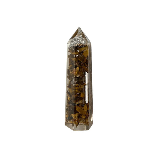 ORGANITE OBELISK TOWER 8CM - TIGER'S EYE